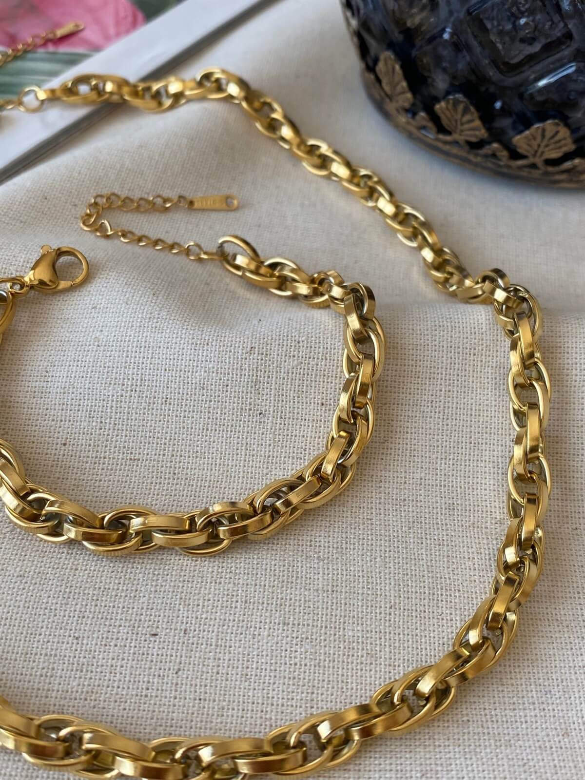 Steel Grande Spiral Necklace and Bracelet Set