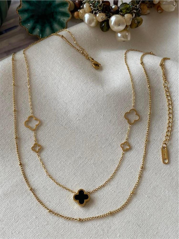 Çelik İkili Black Cleef Kolye