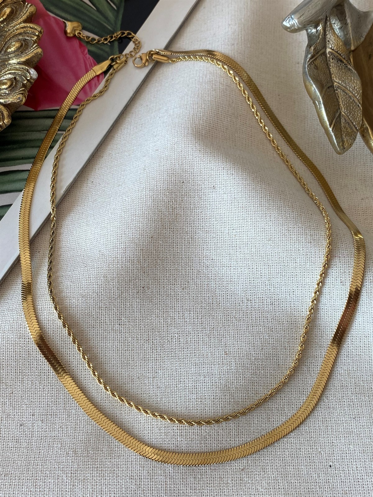 Çelik İkili Burgulu Yassılı Kolye