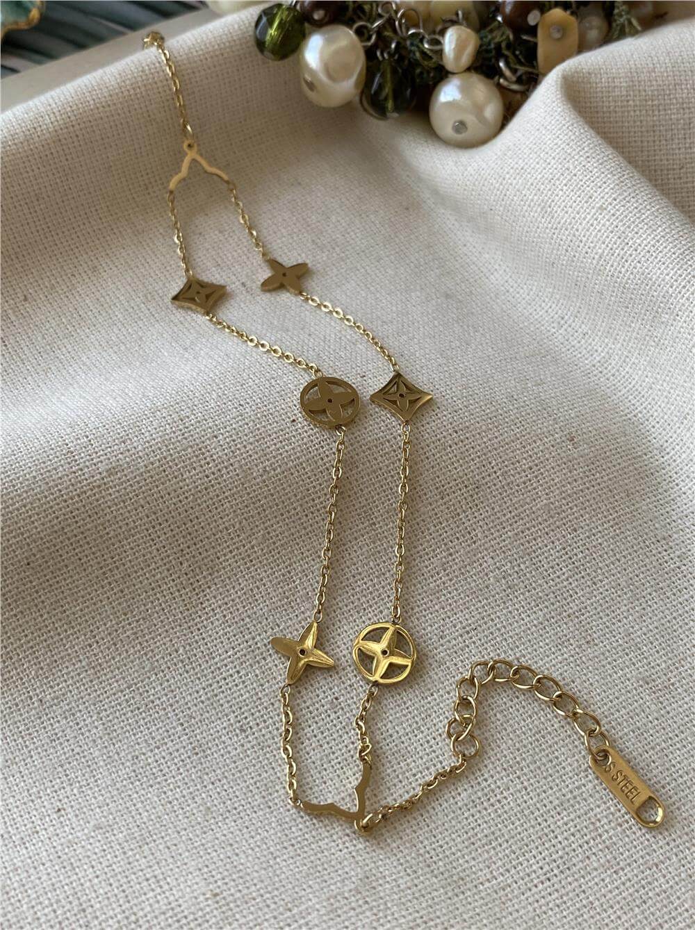 Çelik İkili Luv Desen Bileklik