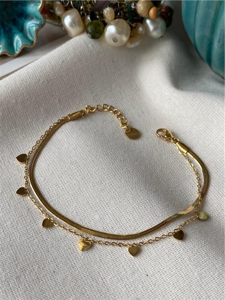 Çelik İkili Mini Kalp Bileklik