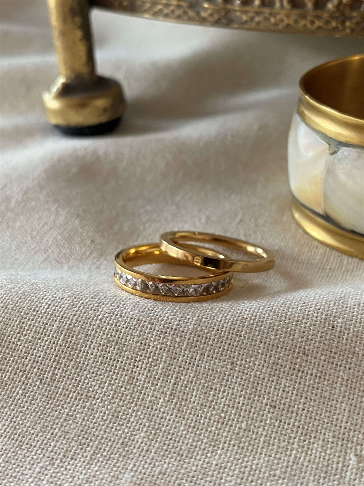 Steel Double Stone Ring