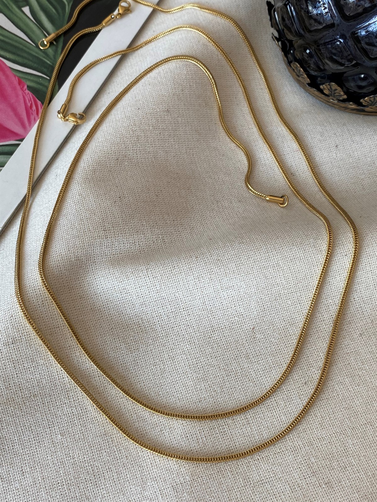 Çelik İnce Kare Zincir 60 cm
