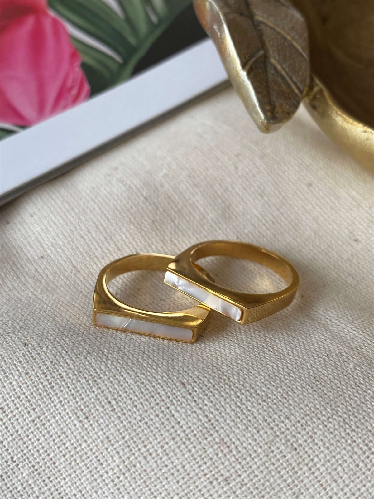 Çelik İnce Sedef Yüzük