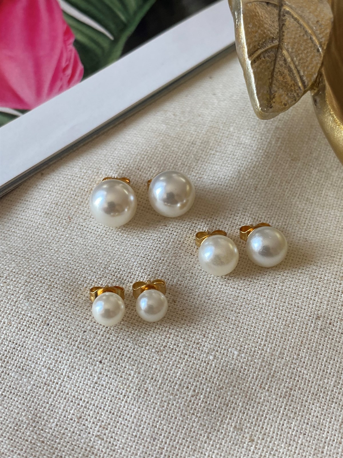 Steel White Pearl Earrings