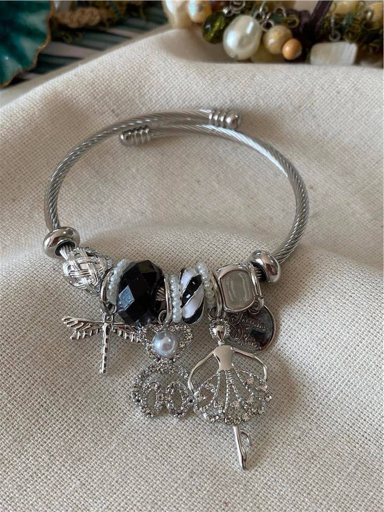 Çelik İncili Ayıcık Balerin Charm Bileklik