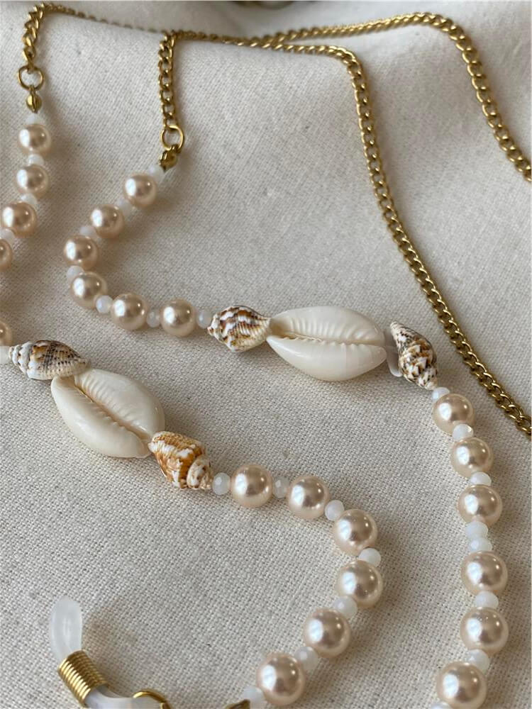 Çelik İncili Deniz Kabuğu Detaylı Gözlük Askısı