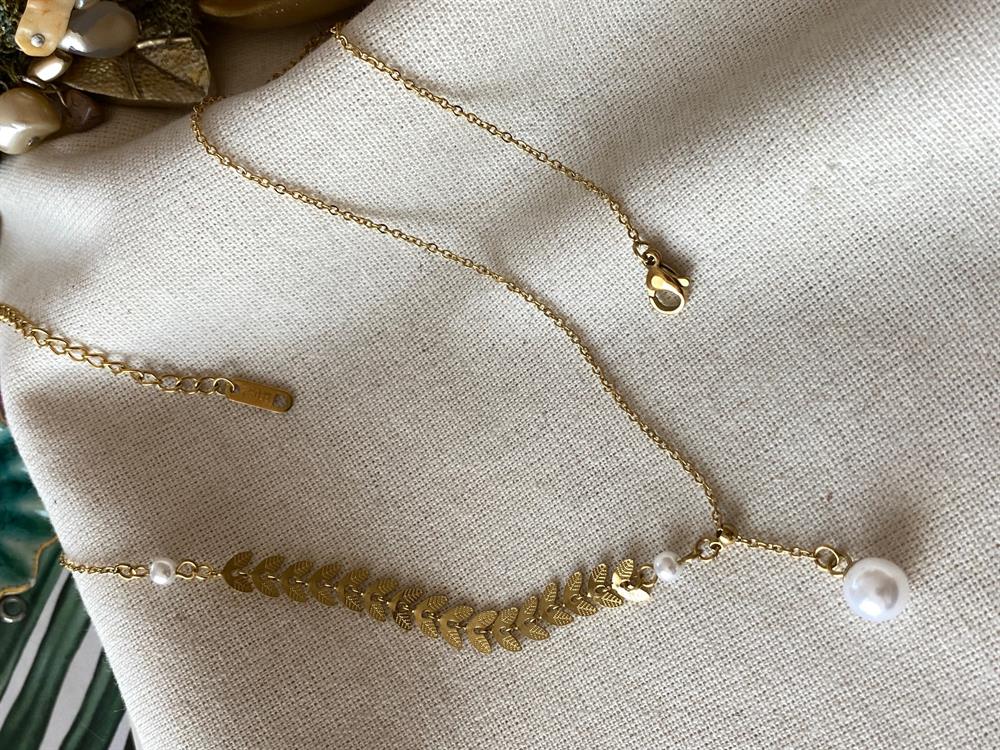 Çelik İncili Kılçık Kolye