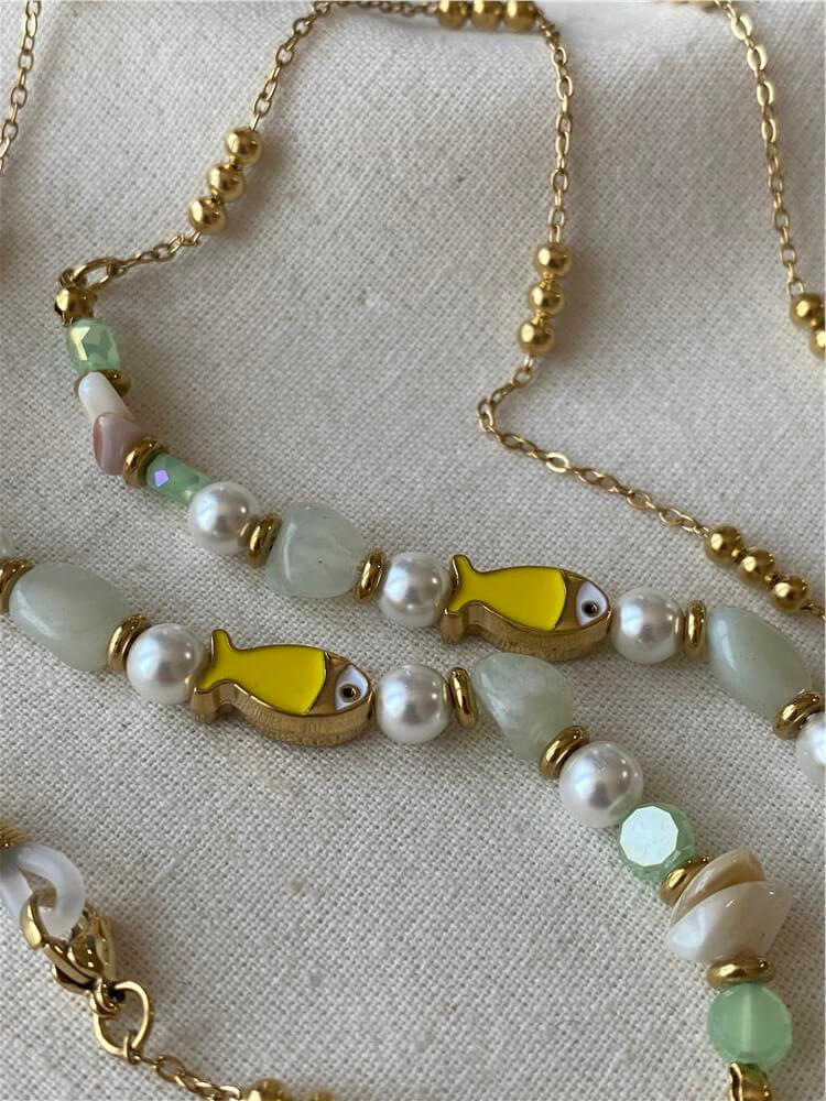 Çelik İncili Sarı Balık Detaylı Gözlük Askısı