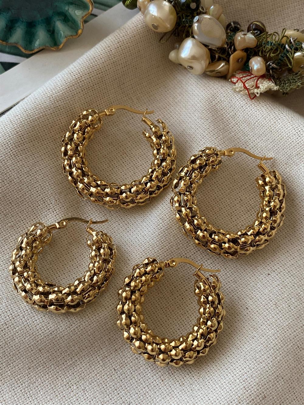 Çelik Kabarcıklı Halka Küpe