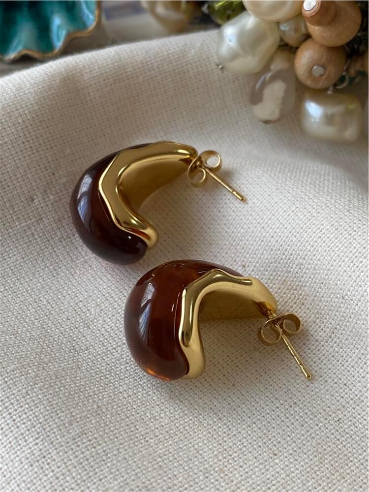 Çelik Kahverengi Bubble Küpe