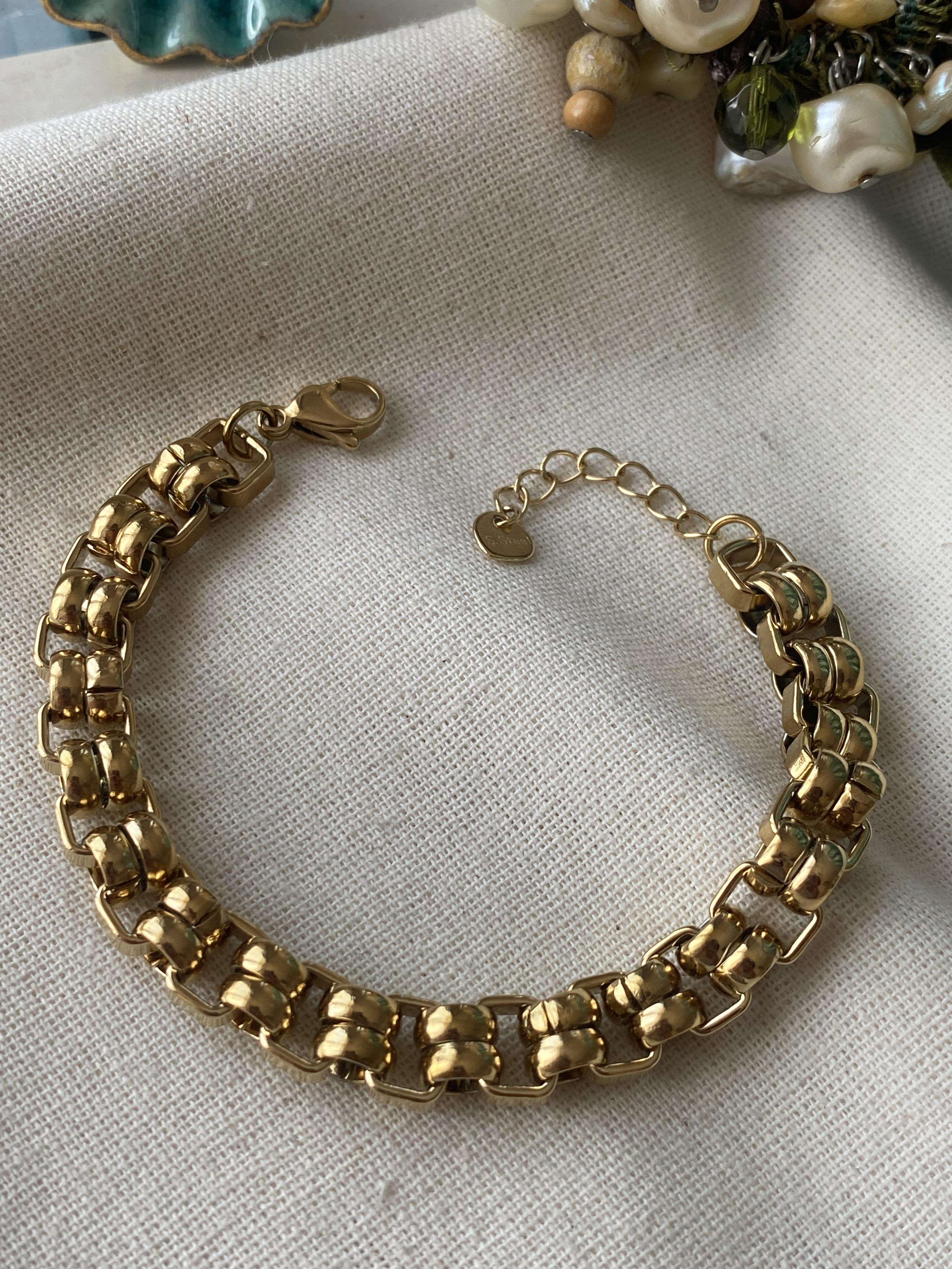 Çelik Kalın Halka Örme Bileklik