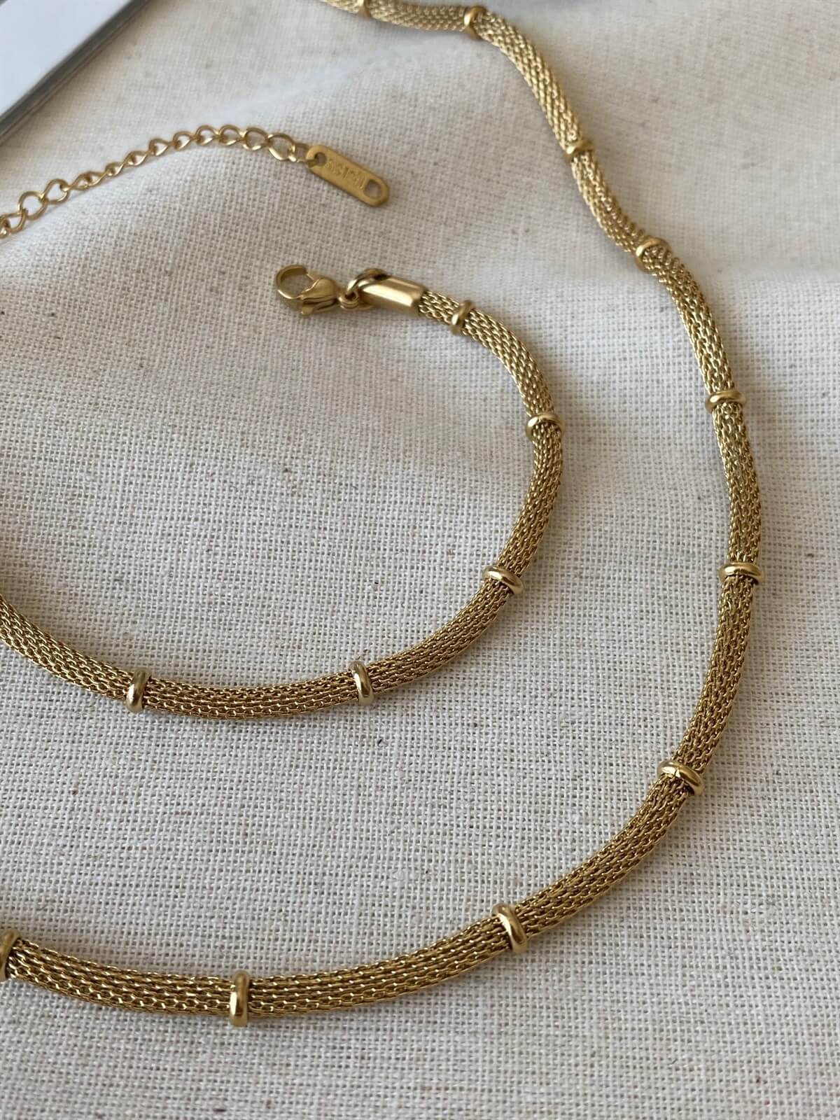 Steel Thick Straw Dorican Necklace and Bracelet Set