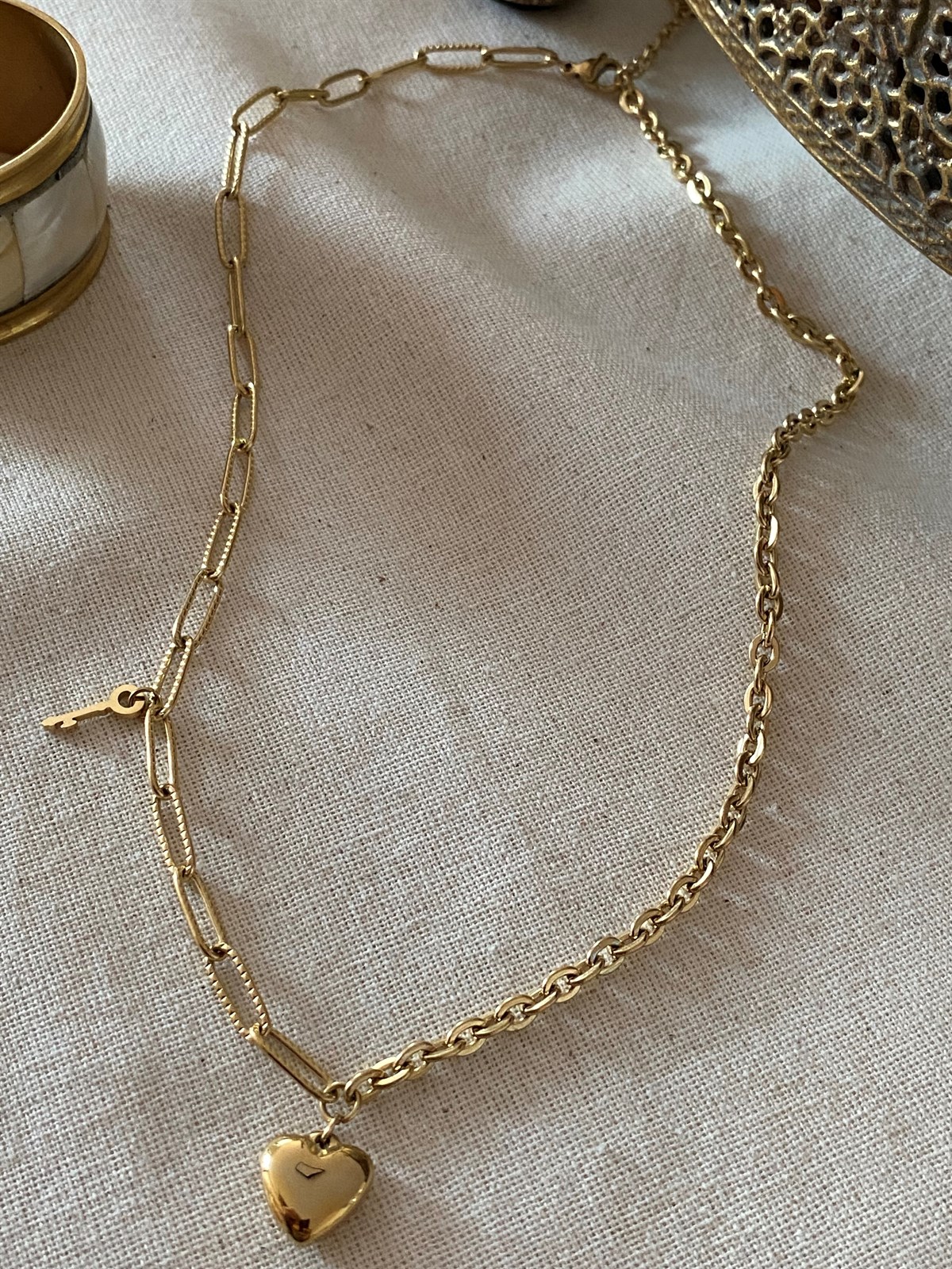 Steel Heart Key Necklace