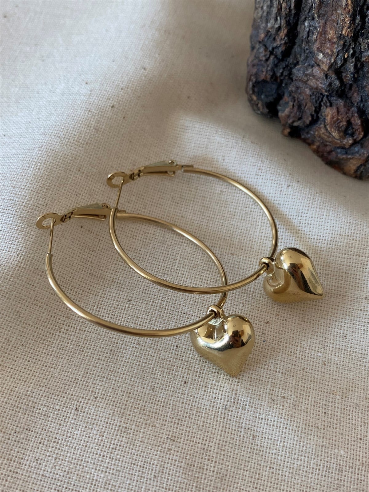 Steel Heart Hoop Earrings