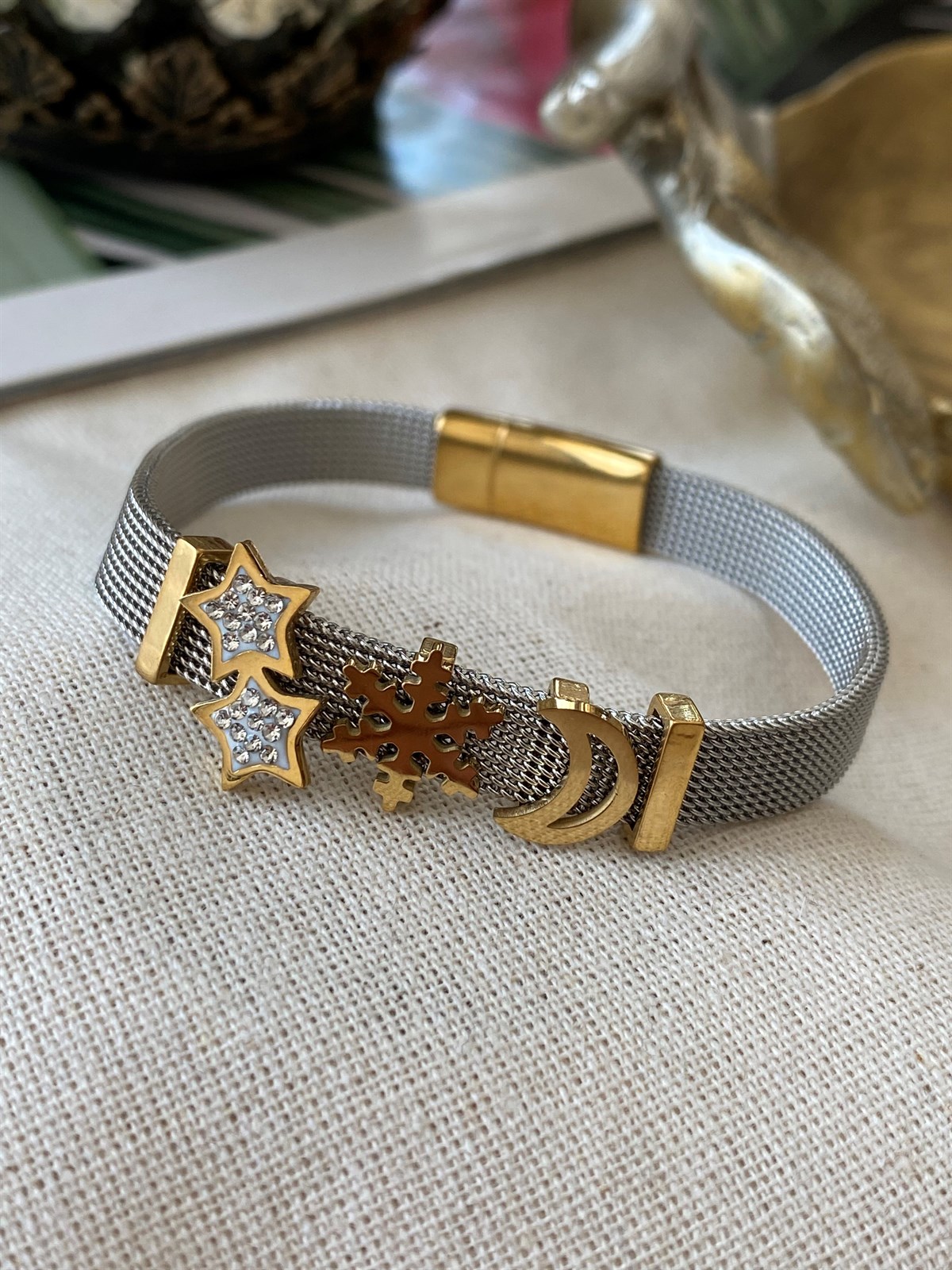 Çelik Kar Tanesi Charm Bileklik