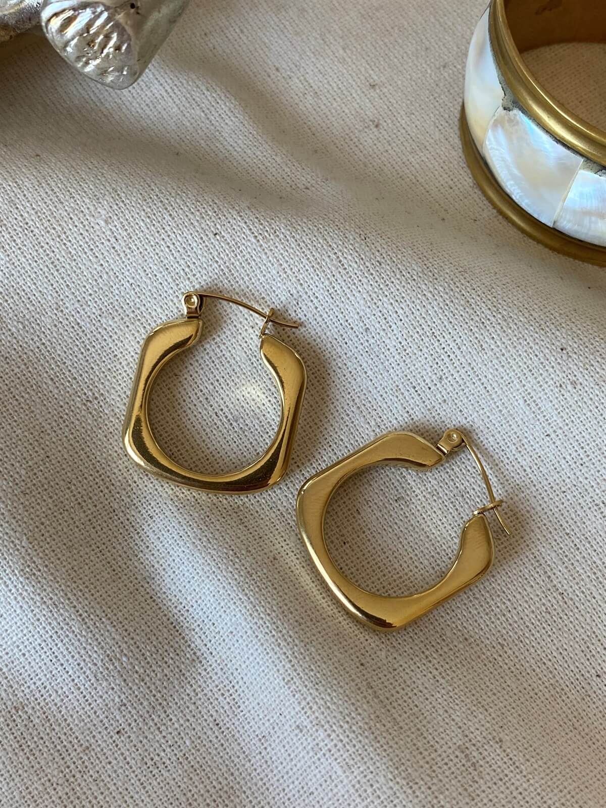 Steel Square Circle Earrings
