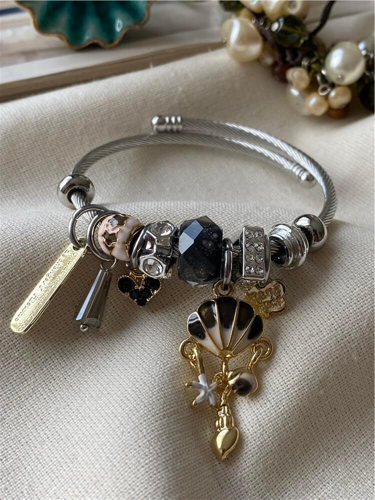 Çelik Kordonlu Deniz Simgeleri Charmlı Bileklik