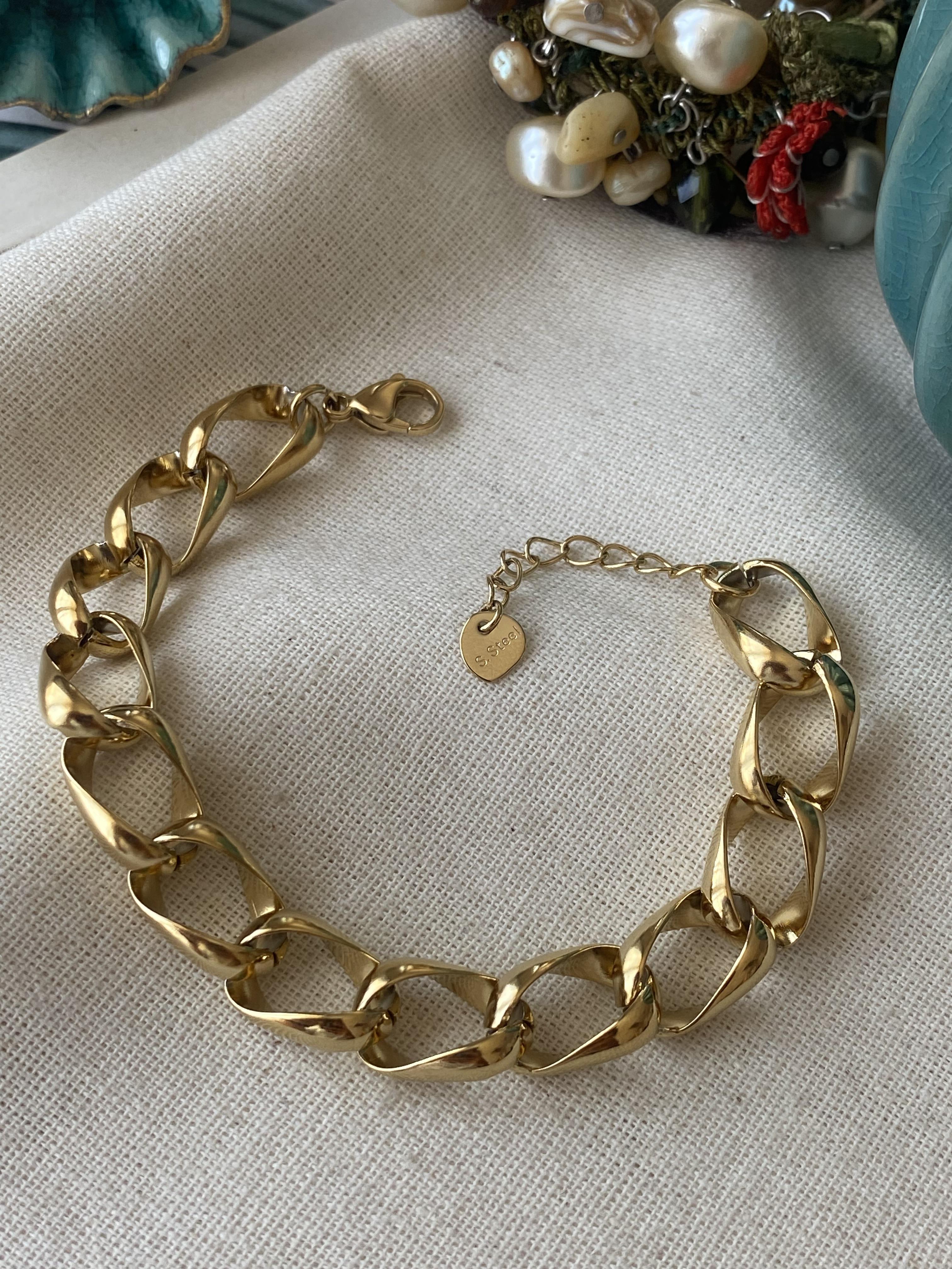 Çelik Köşeli Zincir Bileklik