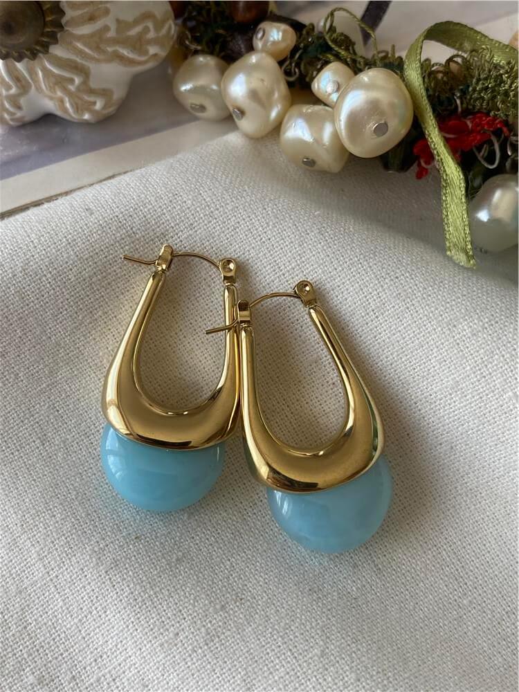 Çelik Mavi Damla Model Küpe