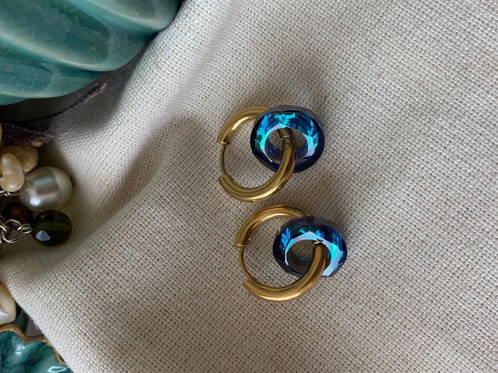 Çelik Mavi Halka Küpe