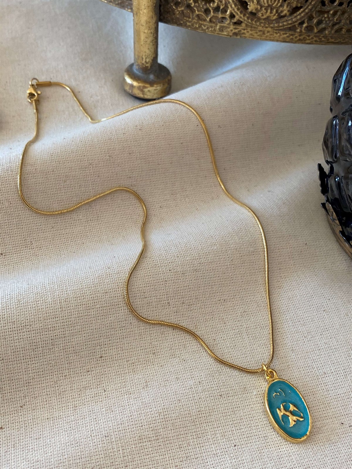 Steel Blue Design Necklace