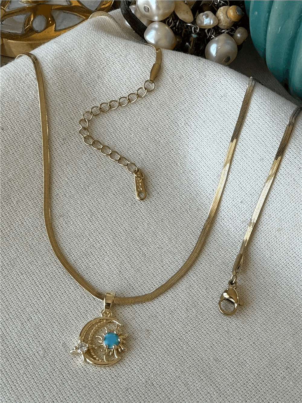 Çelik Mavi Taşlı Sky Kolye