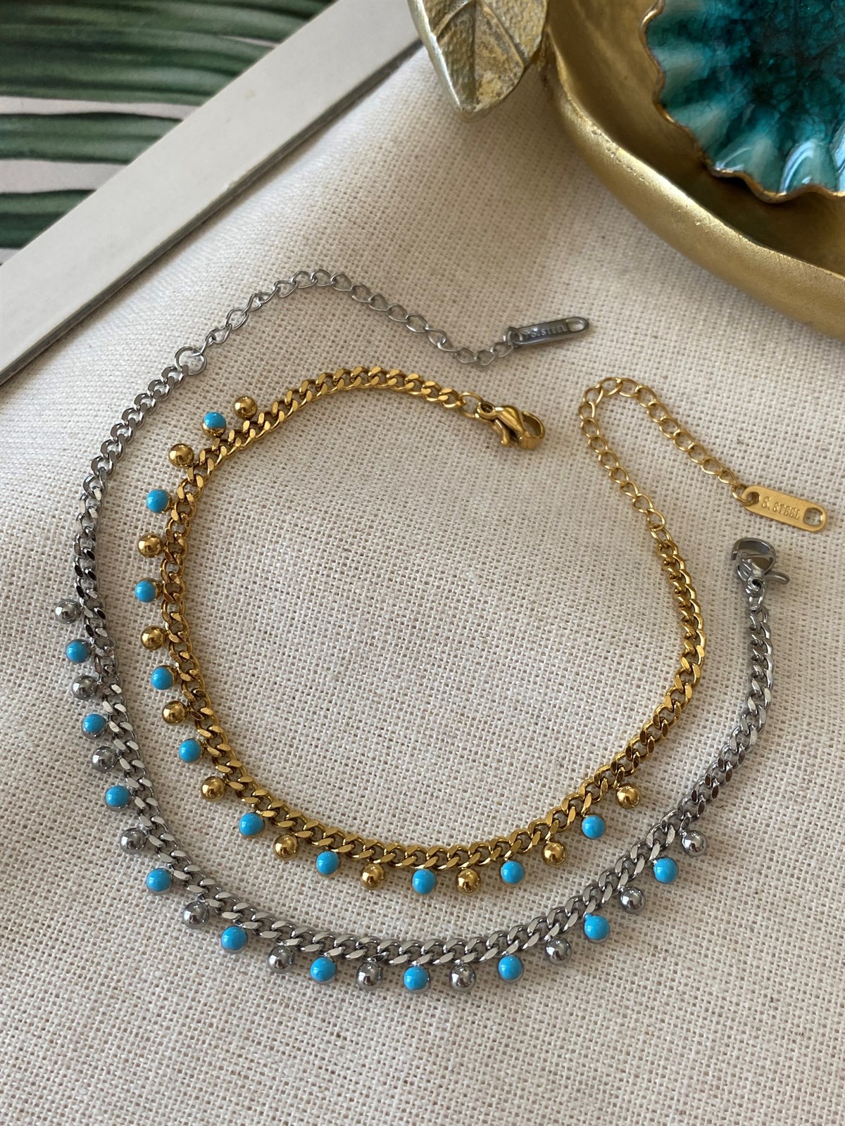 Çelik Mavili Dorikalı Bileklik