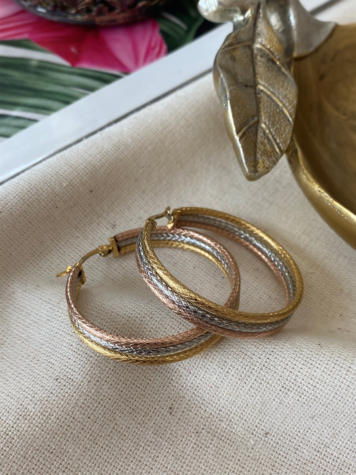 Çelik Merc Tricolor Küpe