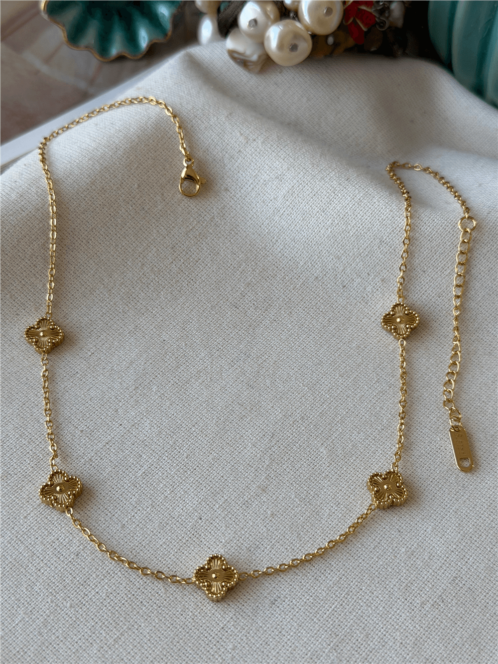 Çelik Mini Gold Cleef Kolye