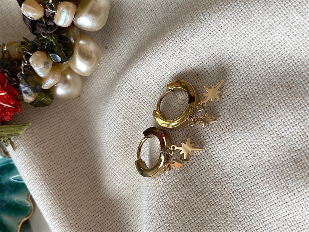 Çelik Mini Kutup Yıldızı Küpe