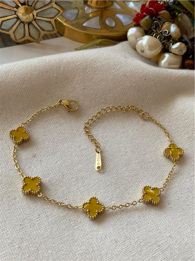 Çelik Mini Sedefli Sarı Cleef Bileklik
