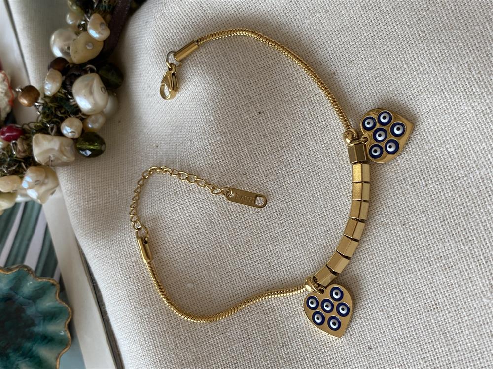 Çelik Nazar Charm Küp Bileklik