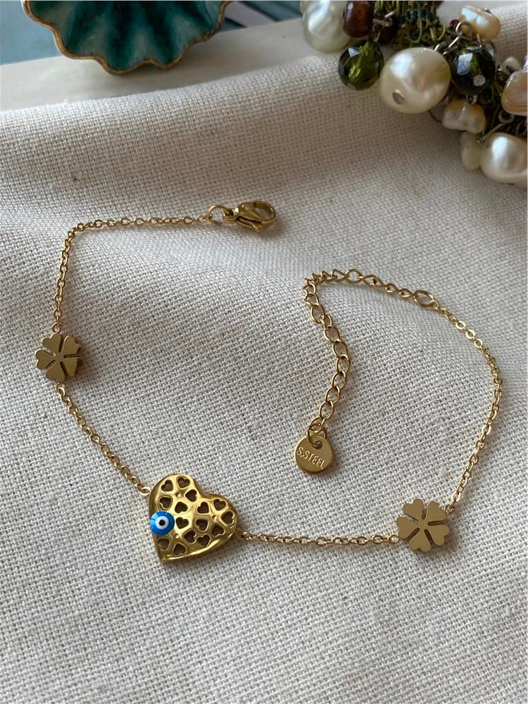 Çelik Nazar Kalpli Nefel Bileklik