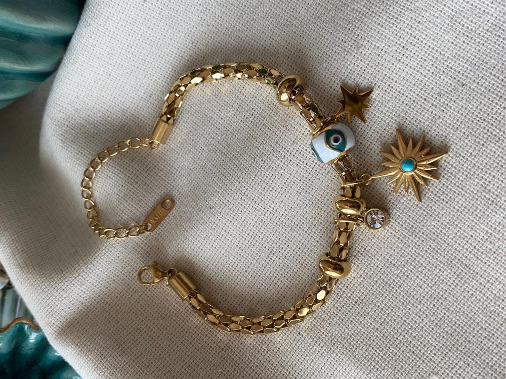 Çelik Nazarlı Silindir Bileklik