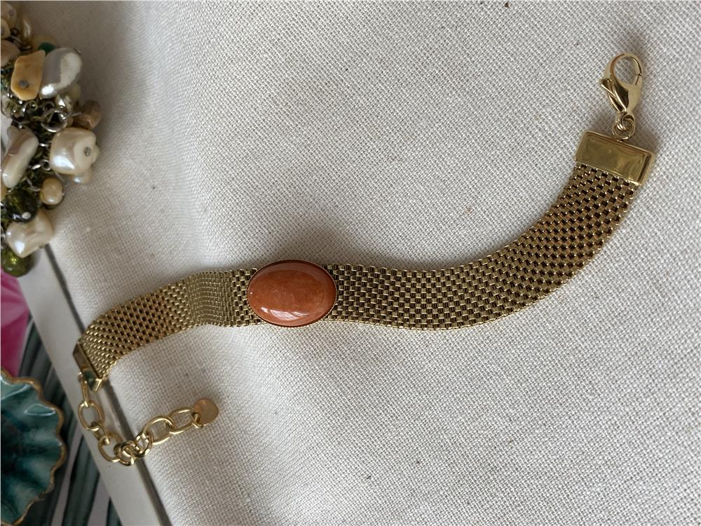 Çelik Orange Stone Hasır Bileklik