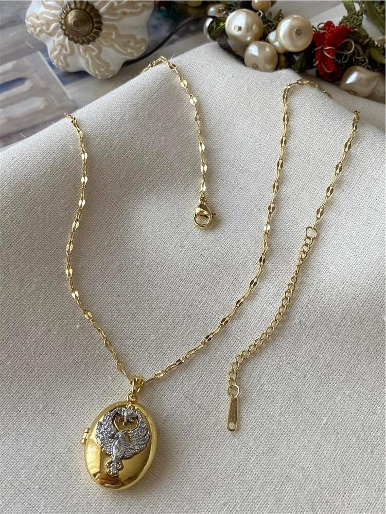 14K Parlak Zincirli Alya Kolye