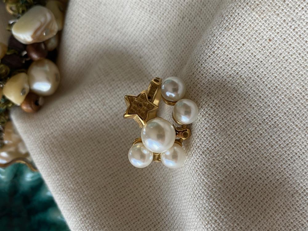 Çelik Pearl&Star Yüzük