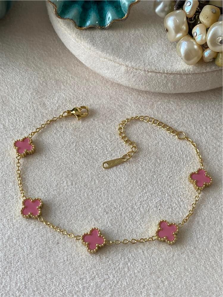 Çelik Pembe Mini Cleef Bileklik