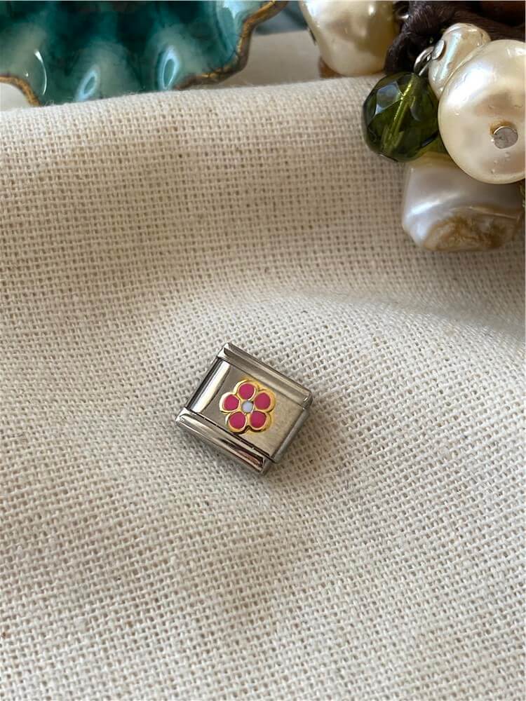 Çelik Pink Daisy İtalyan Charm