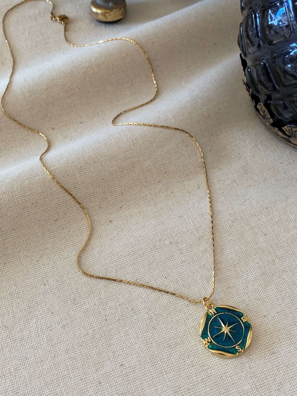 Steel Compass Necklace
