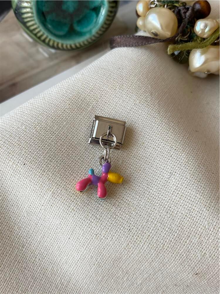 Çelik Renkli Balon Köpek İtalyan Charm