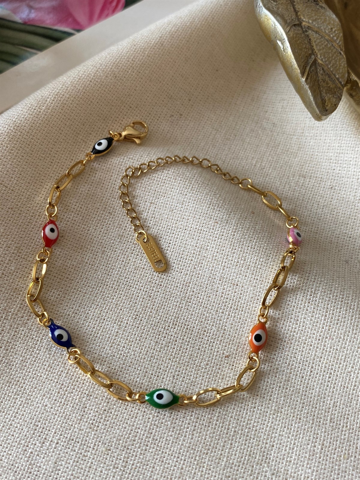 Çelik Renkli Nazar Ataç Bileklik