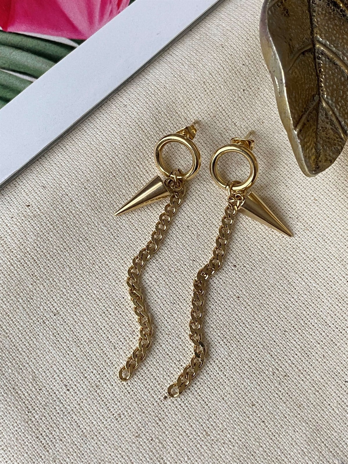 Steel Dangle Design Earrings