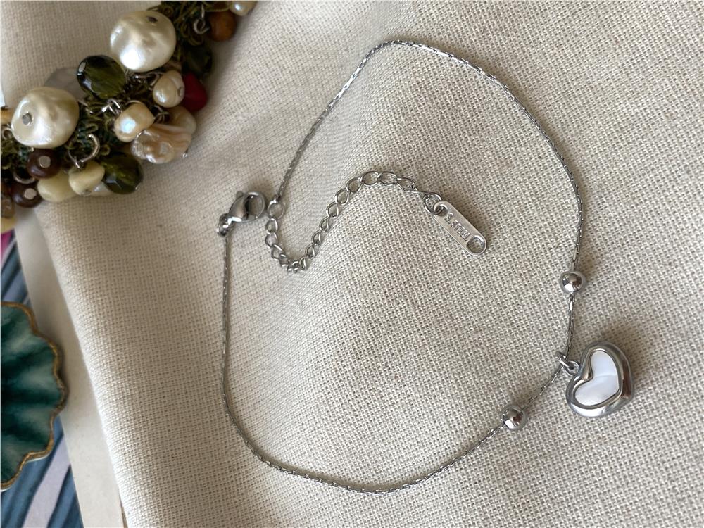 Çelik Sedefli Kalp Halhal