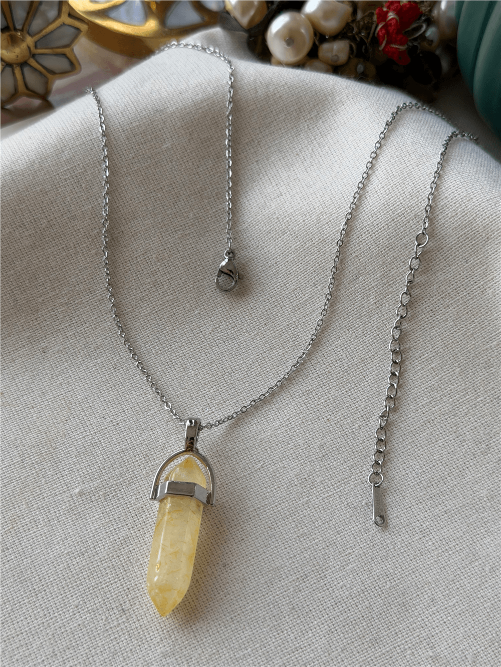 Çelik Silindir Model Sitrin Kolye