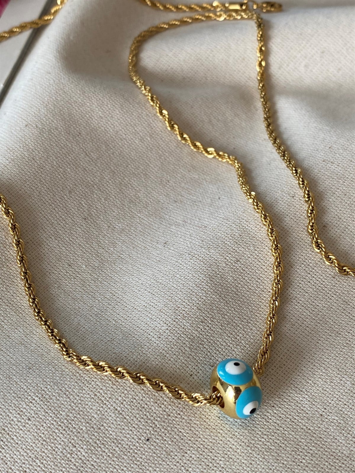 Çelik Silindir Nazar Kolye 65 cm