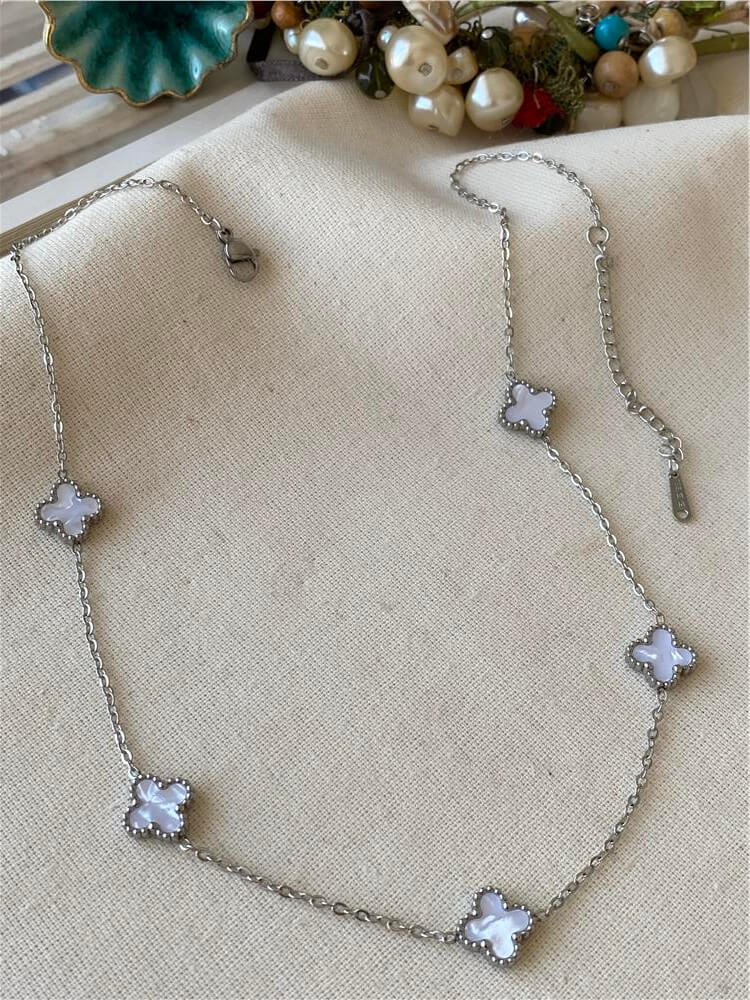 Çelik Silver Beyaz Cleef Kolye