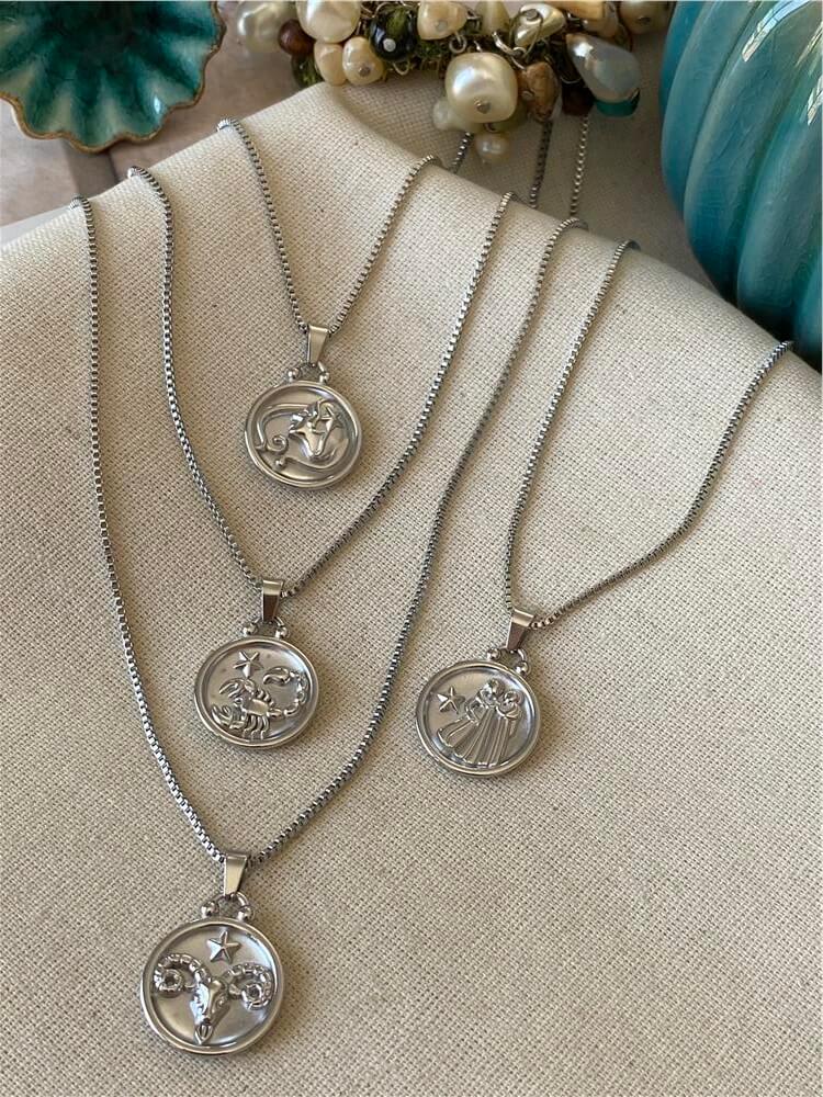 Çelik Silver Burç Kolye