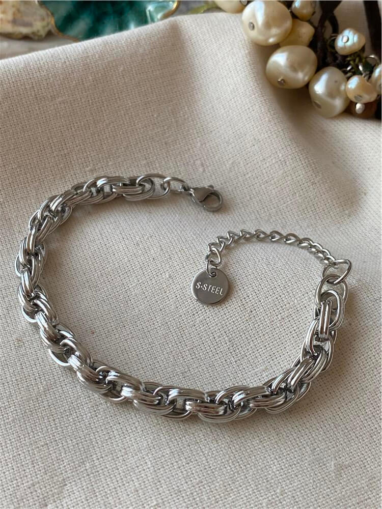 Çelik Silver Çizgili Grande Bileklik